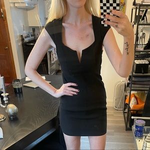 Women's Free People Black Lia Denim V-neck Bodycon Dress